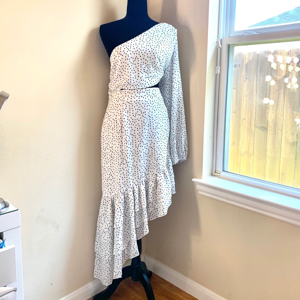 White spot midi dress